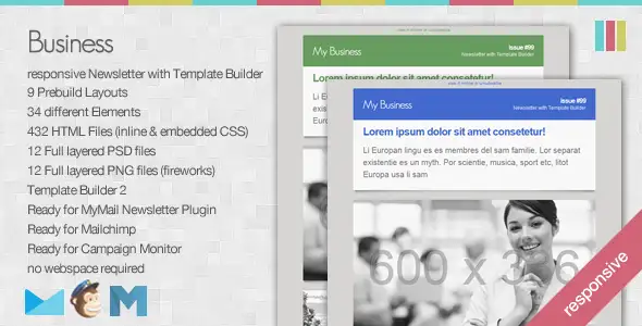 Business - Responsive Newsletter with Template Builder - Newsletters Email Templates