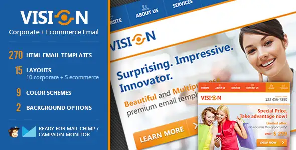 Vision: Corporate + Ecommerce Email Template - Email Templates Marketing