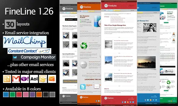 FineLine - Email Template - 30 Layouts 8 Colors - Email Templates Marketing