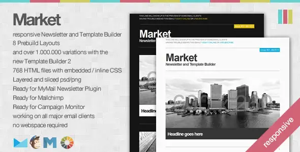 Market - Responsive Newsletter with Template Builder - Newsletters Email Templates