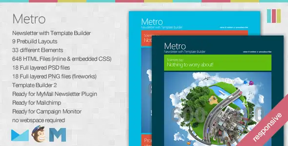 Metro - Responsive Newsletter with Template Builder - Newsletters Email Templates