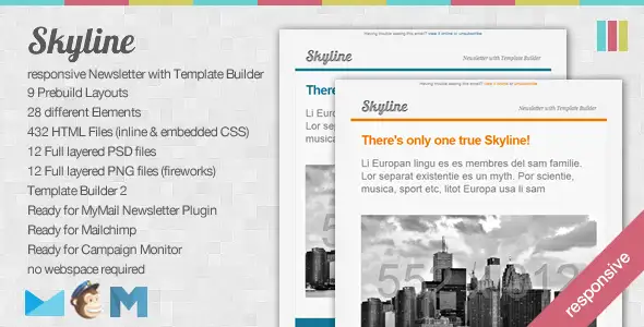 Skyline - Responsive Newsletter with Template Builder - Newsletters Email Templates