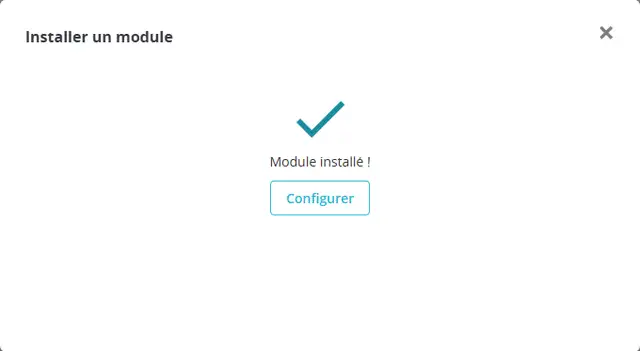 Le message « Module installé ! » de PrestaShop 1.7.8.11