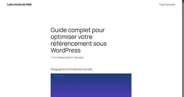 Article de test sur Twenty Twenty-Five : le titre, sans fil d'Ariane au-dessus